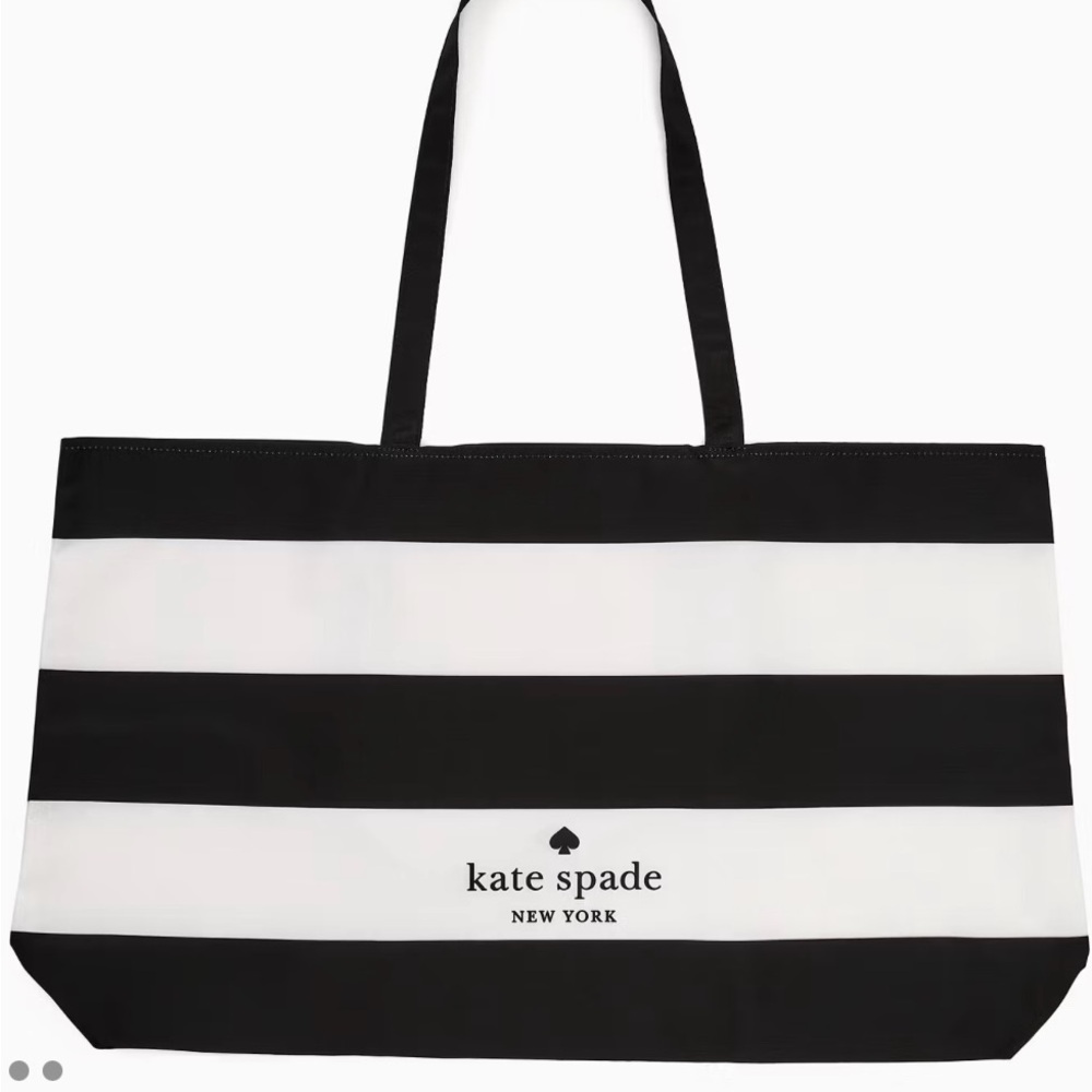 New Kate Spade New York Black/White Striped Tote